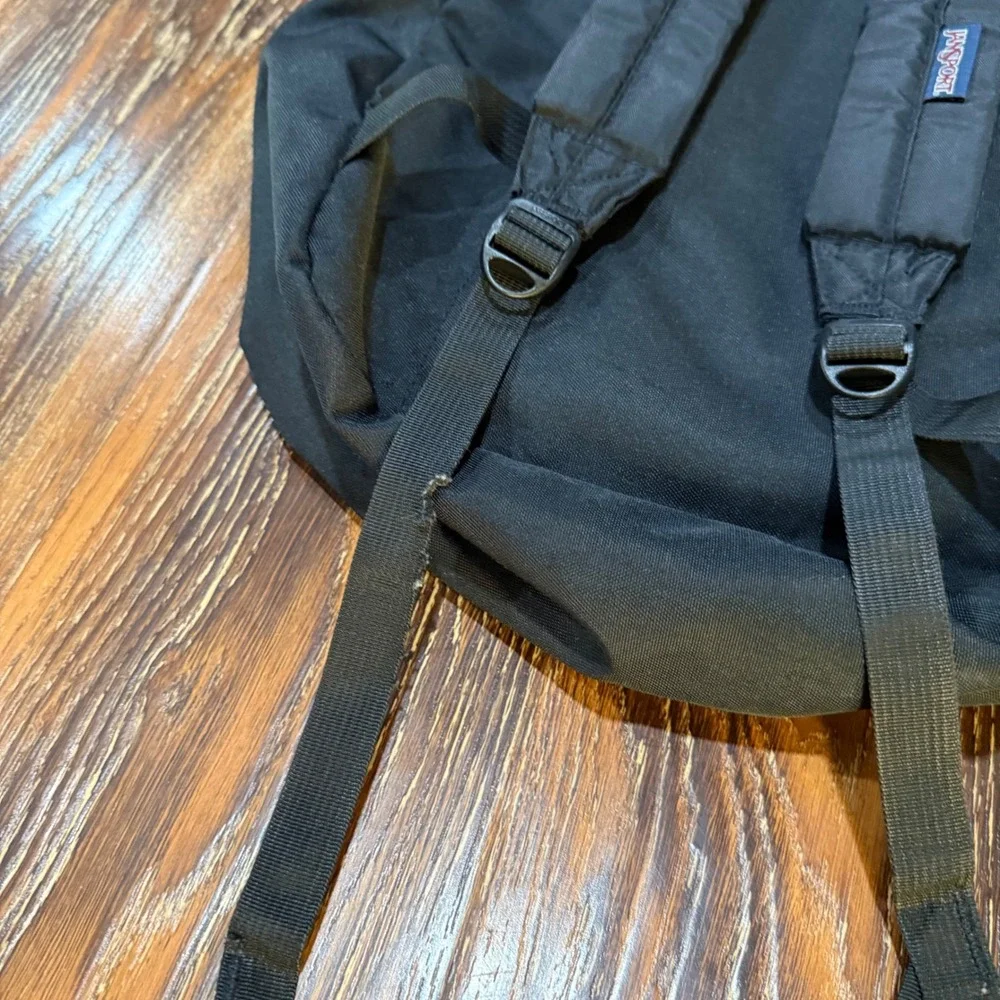 JanSport Backpack Black Classic School Travel Bookbag Padded Straps Bag FLAW